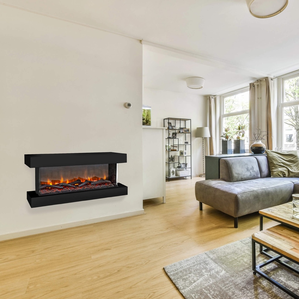 Disegno S 3-zijdige elektrische LED wandhaard