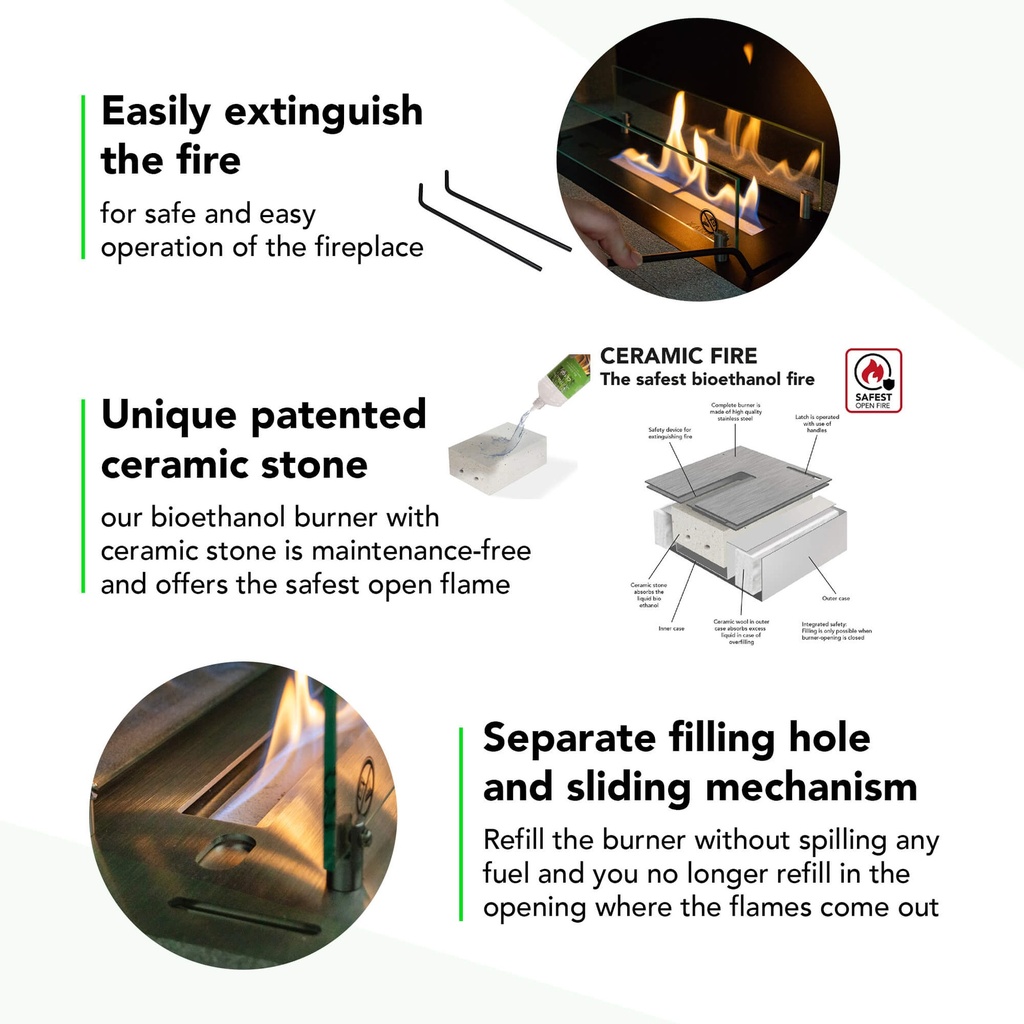 Kos Corner bio-ethanol haard