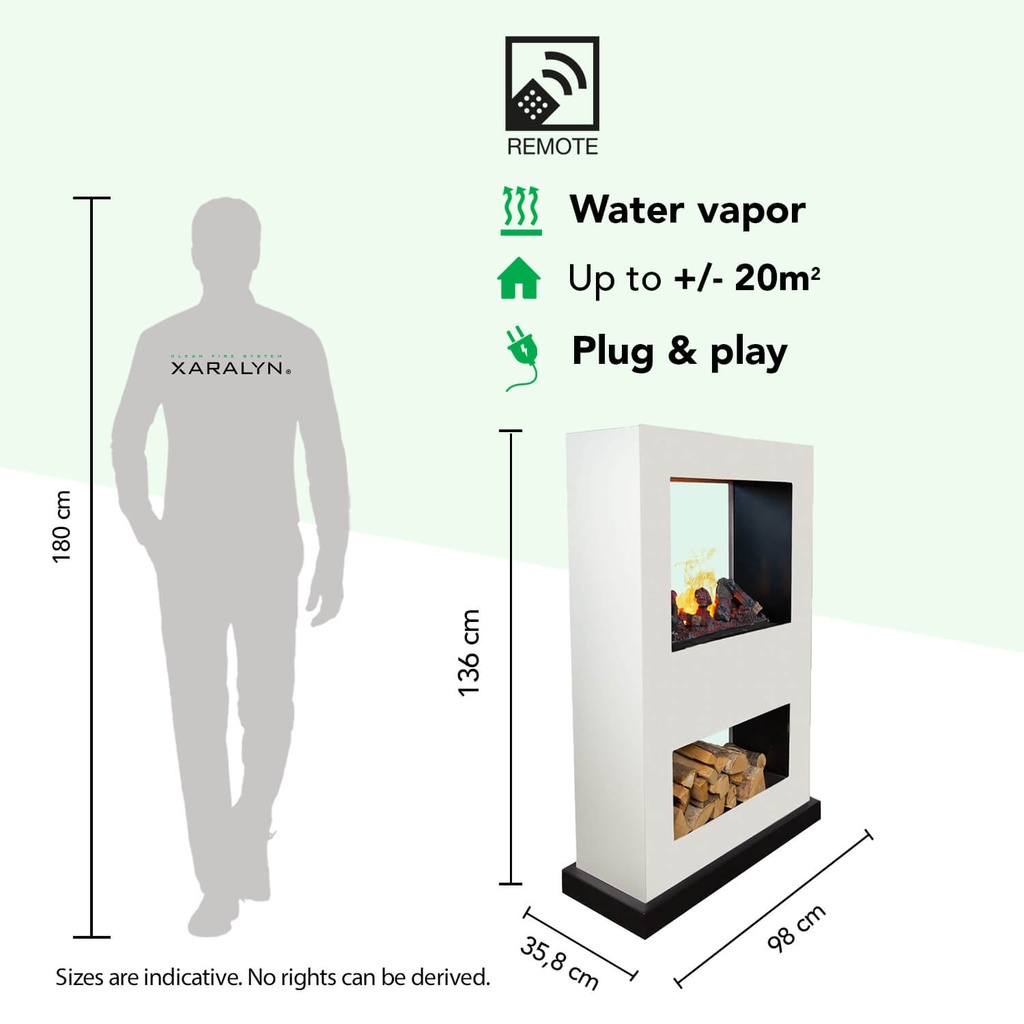 Lasize verrijdbare bio-ethanol tunnelhaard - roomdivider  specificaties