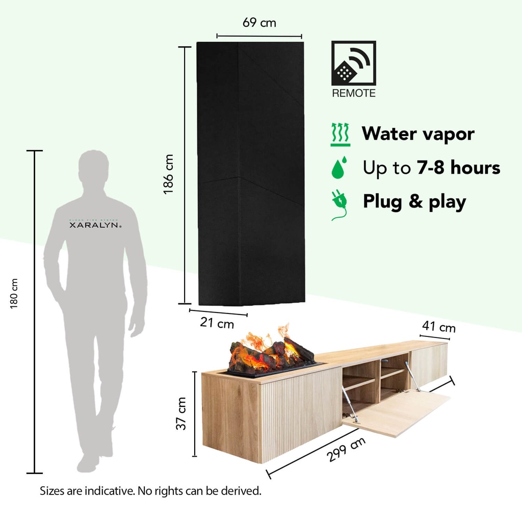 Jörne Full tv-meubel met elektrische haard specificaties