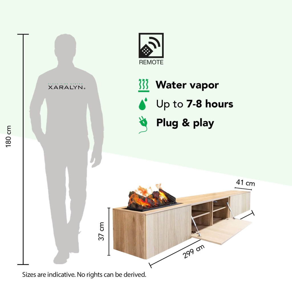 Jörne Long tv-meubel met elektrische haard specificaties