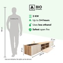 Jörne Long bio-ethanol haard - TV meubel gecombineerd met bio-ethanol haard - 3 KW verwarming specificaties