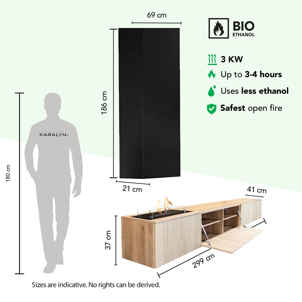 Jörne Full tv-meubel bio-ethanol haard specificaties