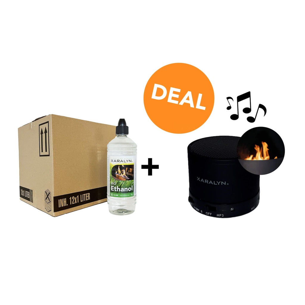 DEAL - Biothanol CL100 (12X 1Liter) + Knistermodul mit Kamingeräusch