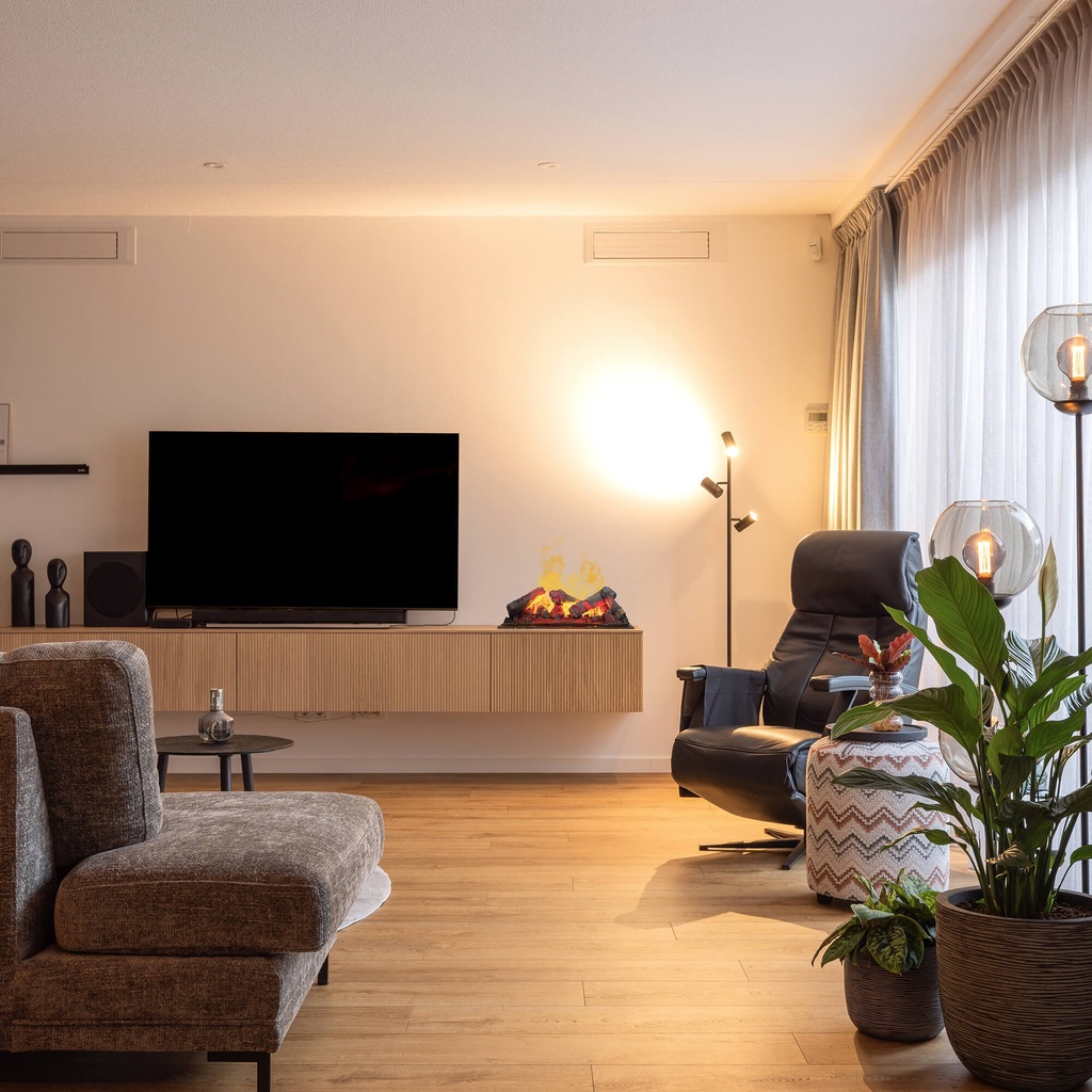 Meuble TV Jörne Long avec cheminée électrique