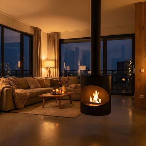 Silo hanging bioethanol fireplace
