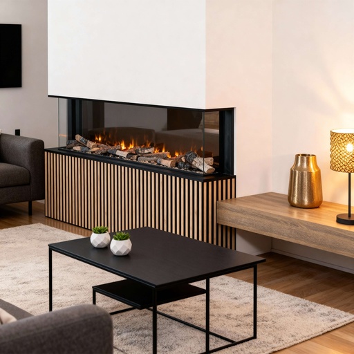 Fogo Forest cinewall built-in fireplace